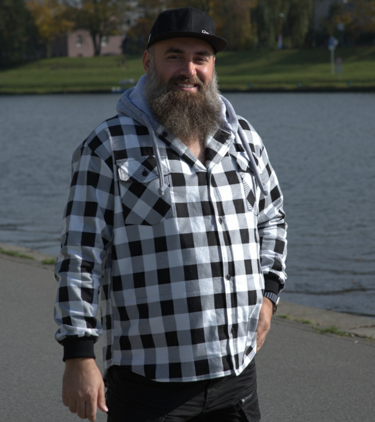 Hooded Shirt  - “Distortion grid”