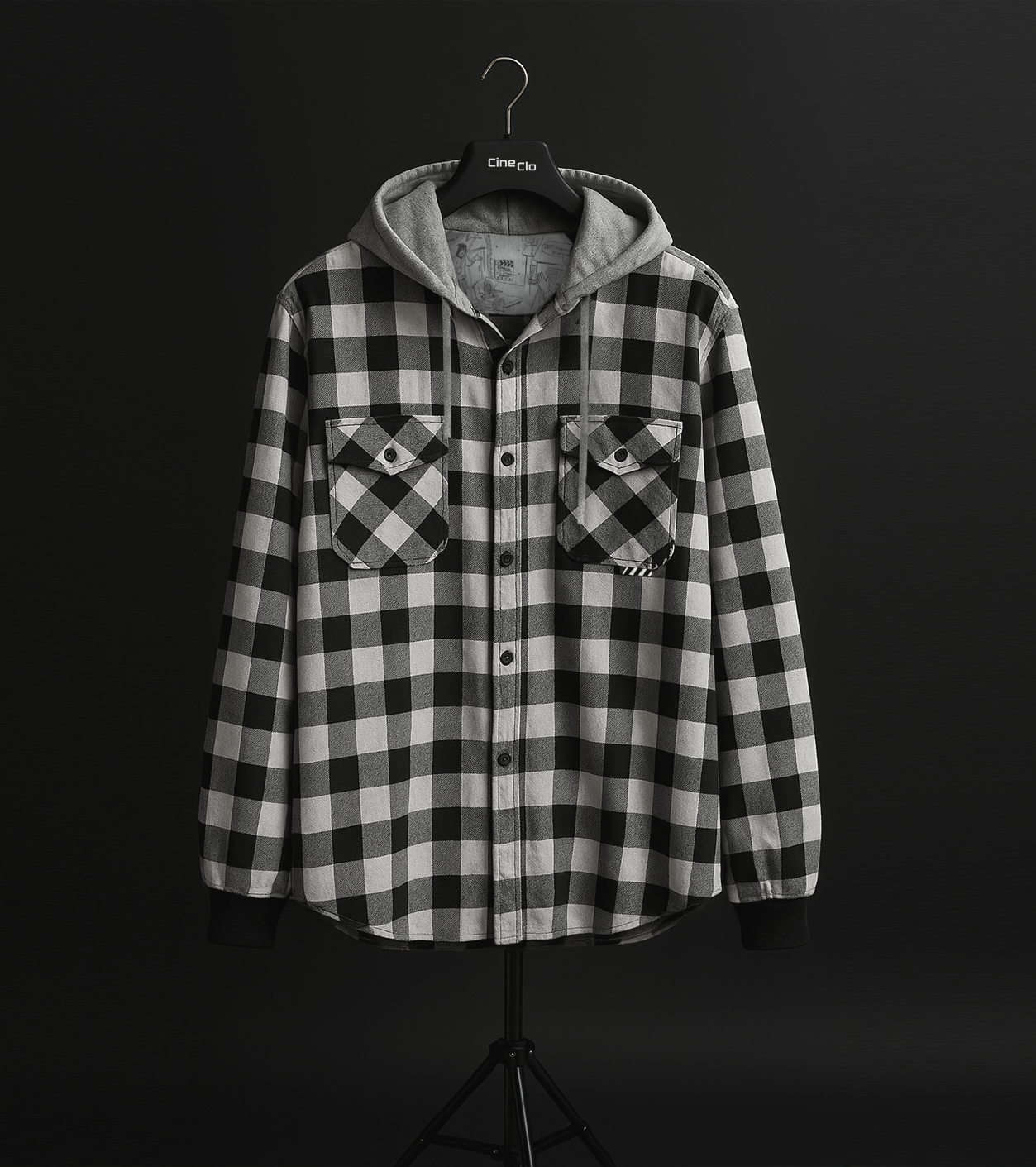 Hooded Shirt  - “Distortion grid”